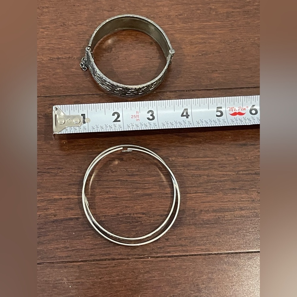 set of 3 vintage Silver Bangle Bracelet Set